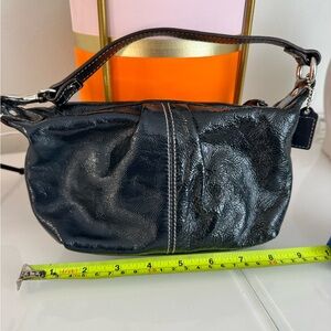 Coach Patent Leather Mini Shoulder Bag/wristlet in dark blue